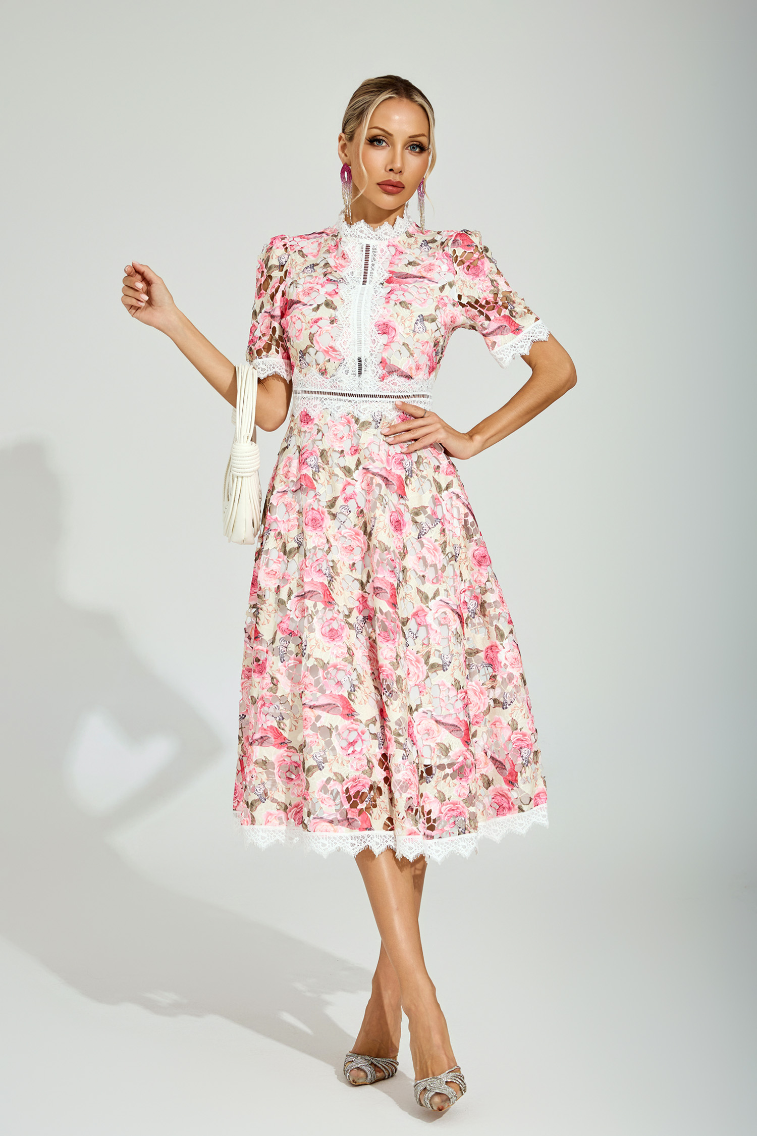 Myrna Floral Lace Midi Dress