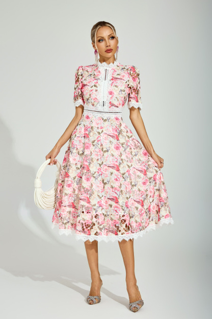 Myrna Floral Lace Midi Dress