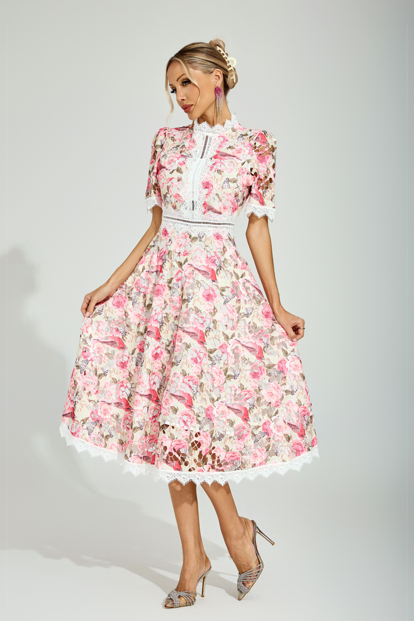 Myrna Floral Lace Midi Dress