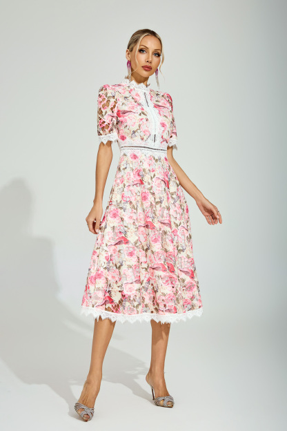 Myrna Floral Lace Midi Dress