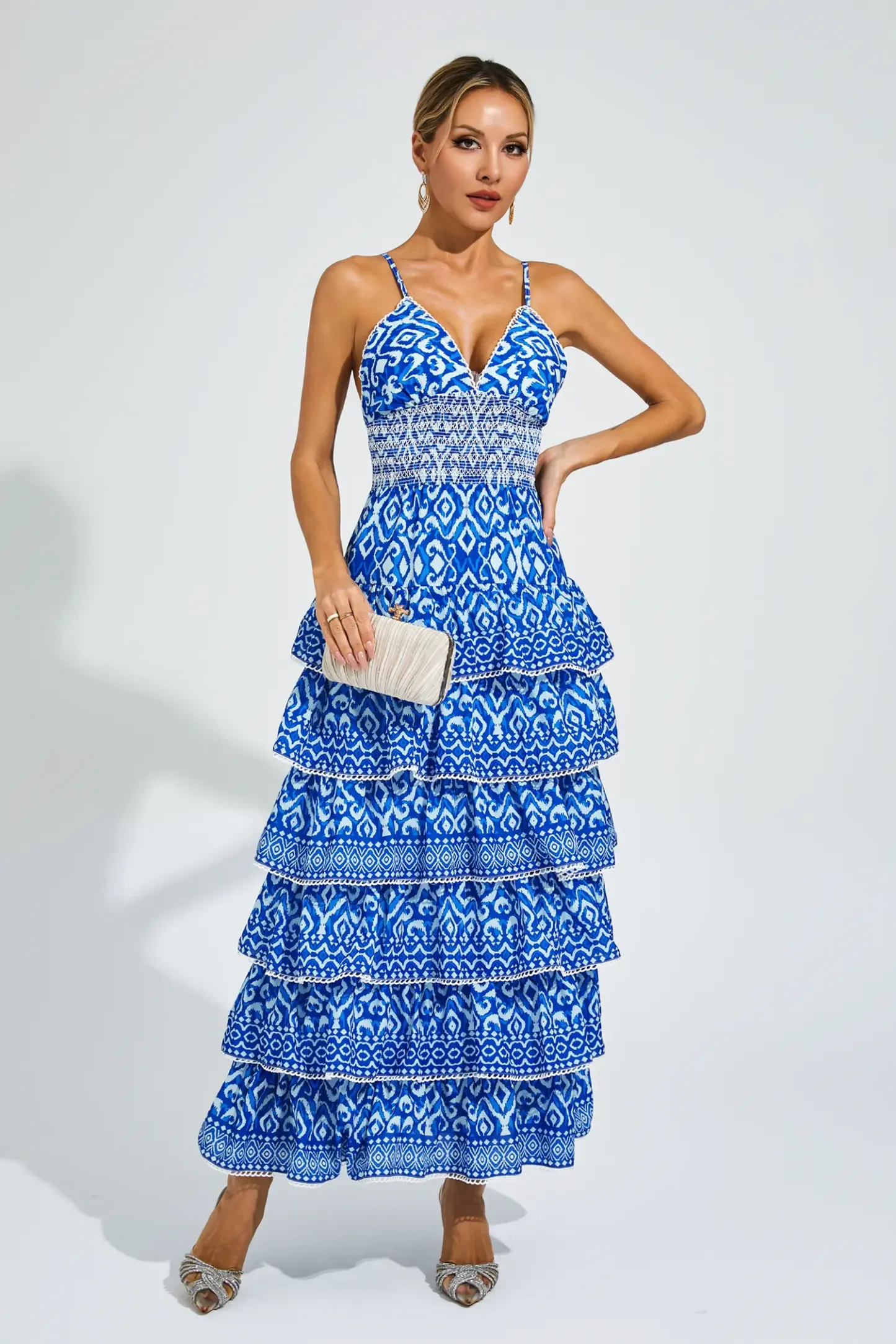 Hill Blue Bohemian Tiered Slip Dress
