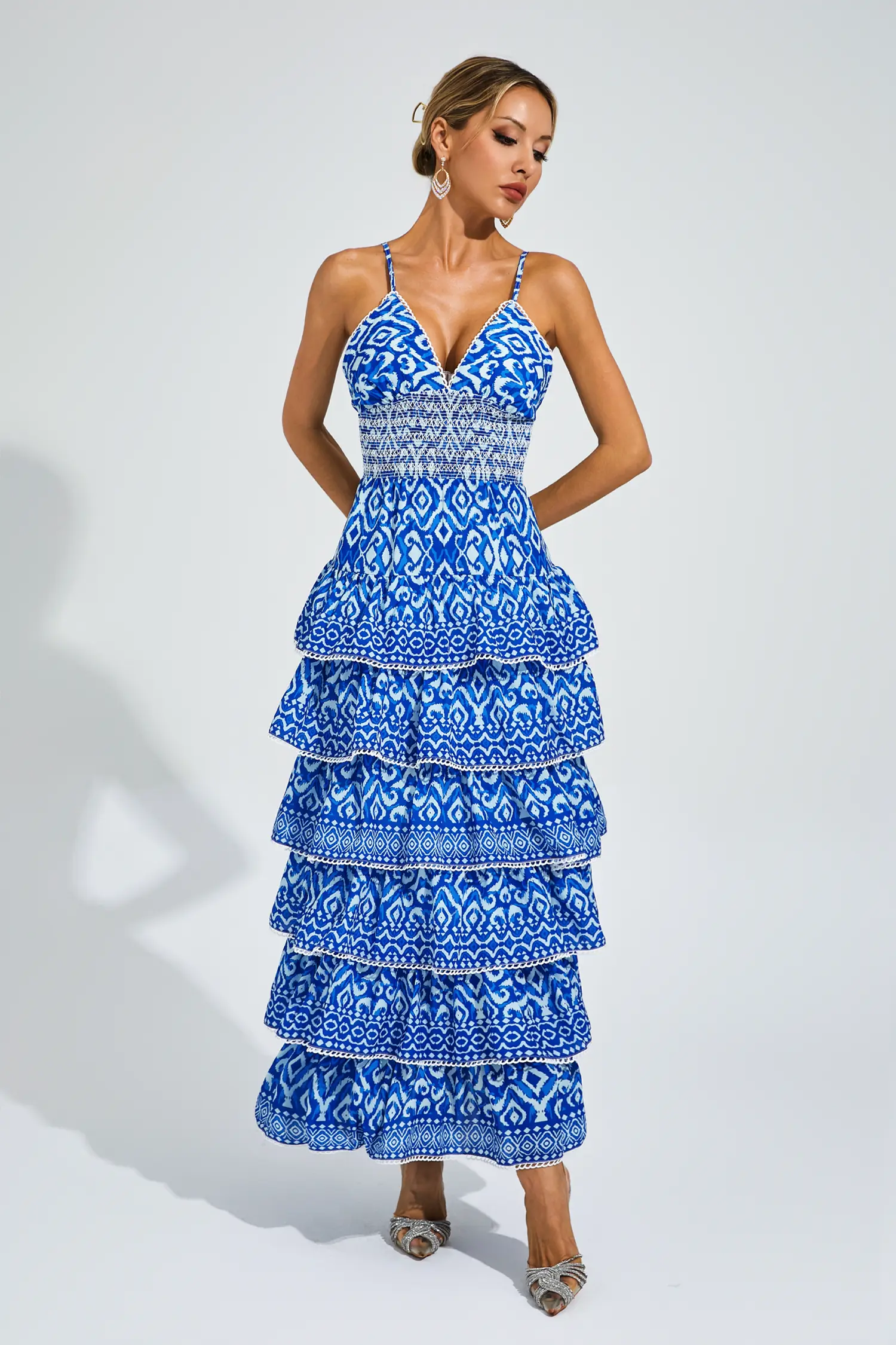 Hill Blue Bohemian Tiered Slip Dress