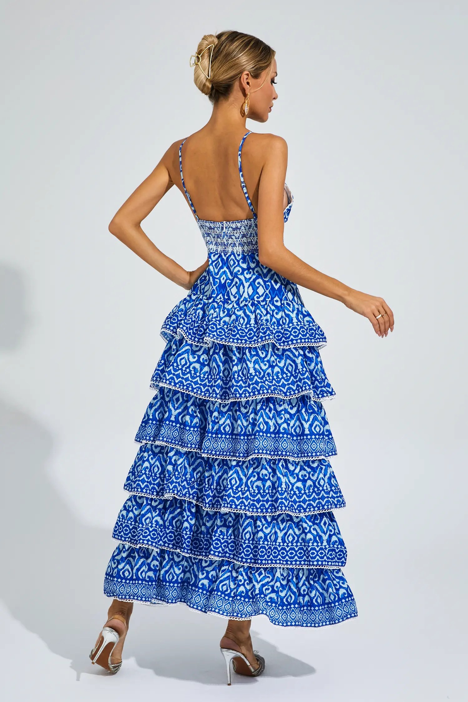 Hill Blue Bohemian Tiered Slip Dress