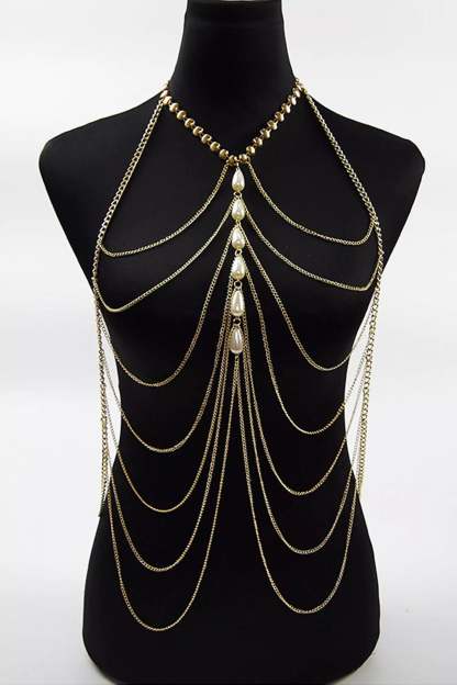 Quiller Bikini Tassel Pearl Body Chain