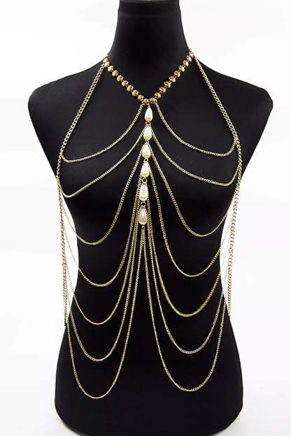 Quiller Bikini Tassel Pearl Body Chain