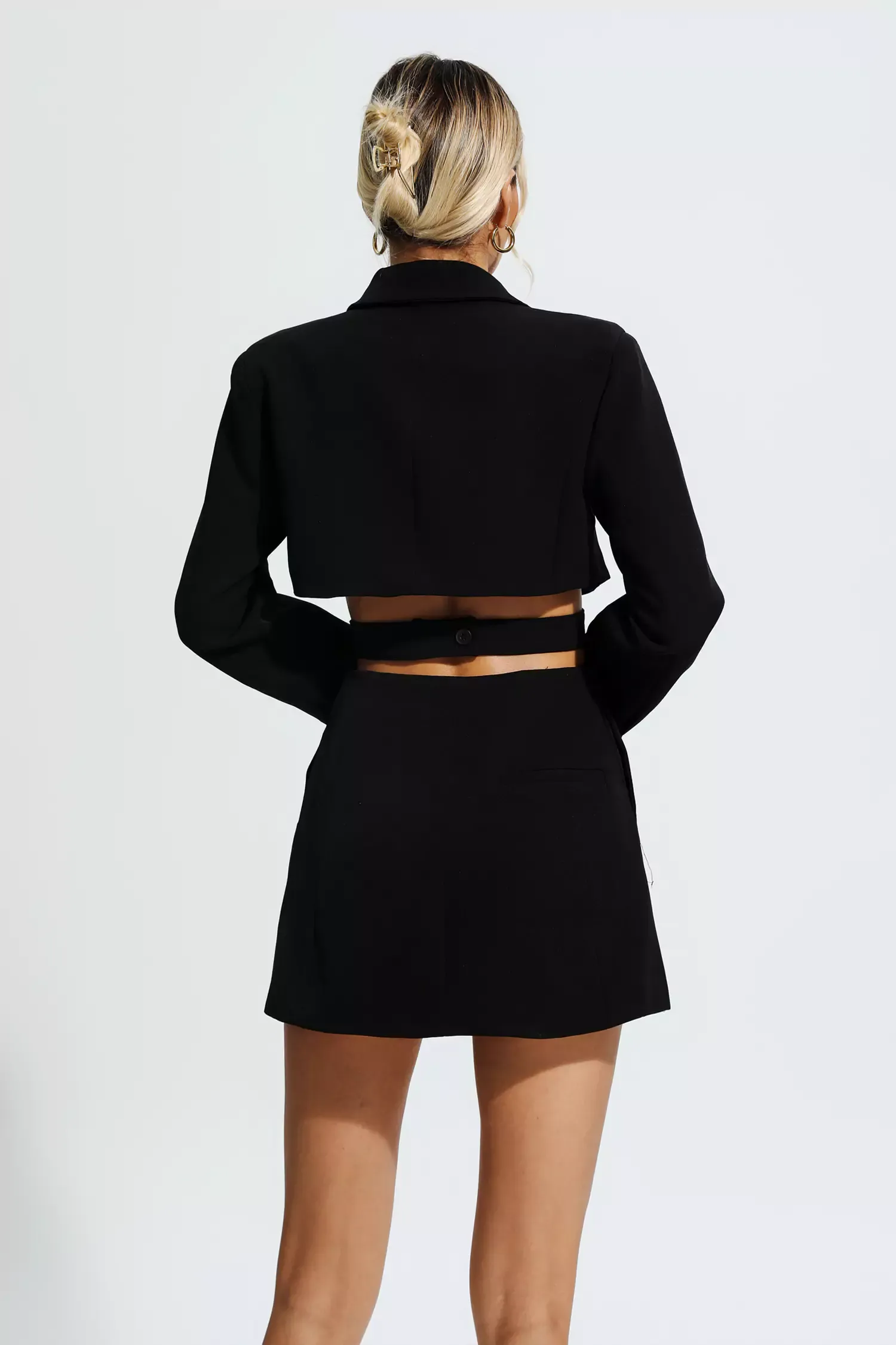Gladys Black Hollow Out Blazer Mini Dress