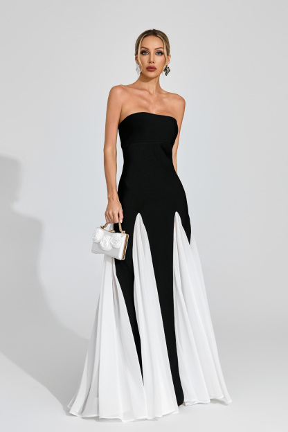 Kipling Black White Strapless Dress