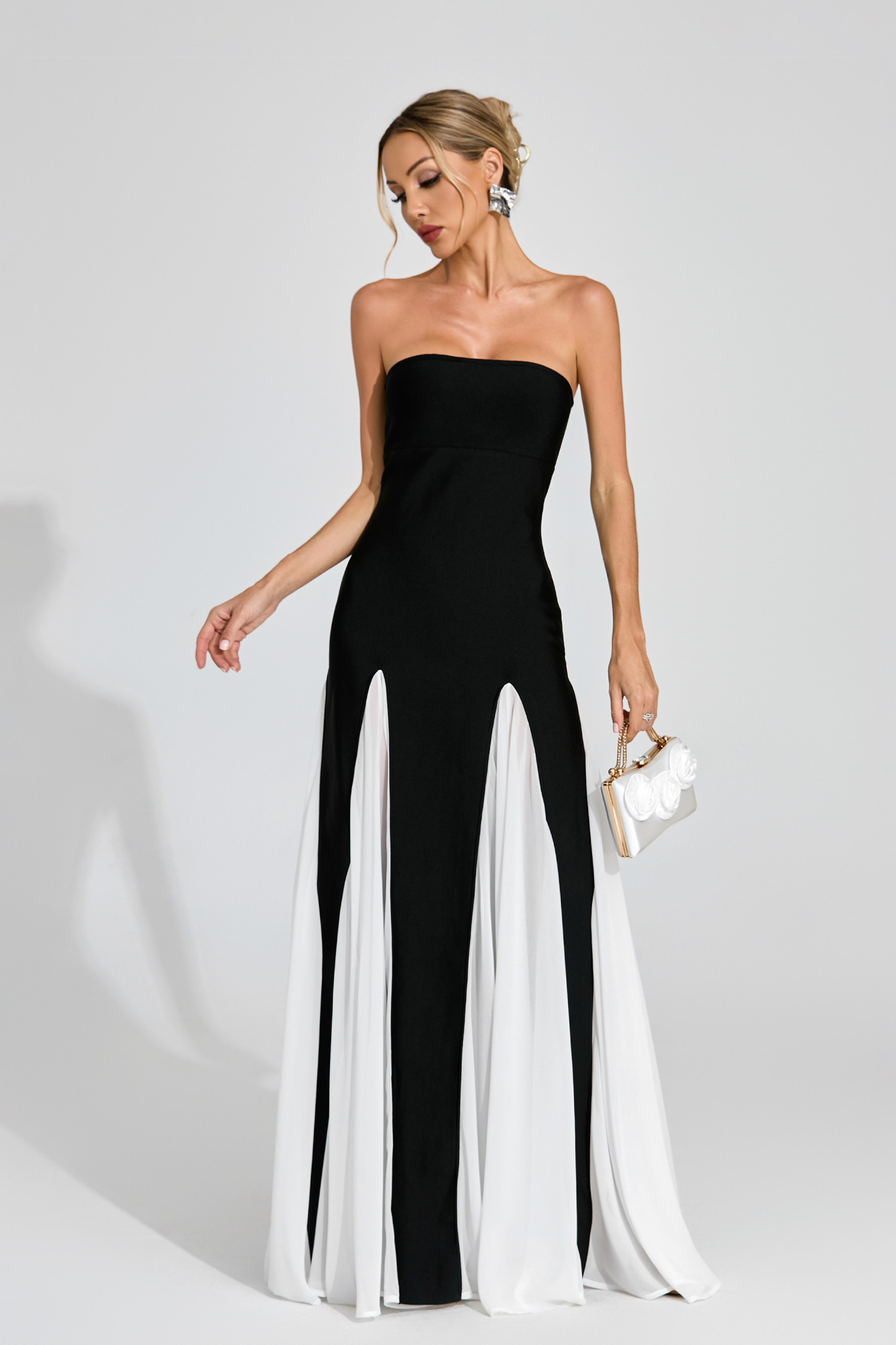 Kipling Black White Strapless Dress