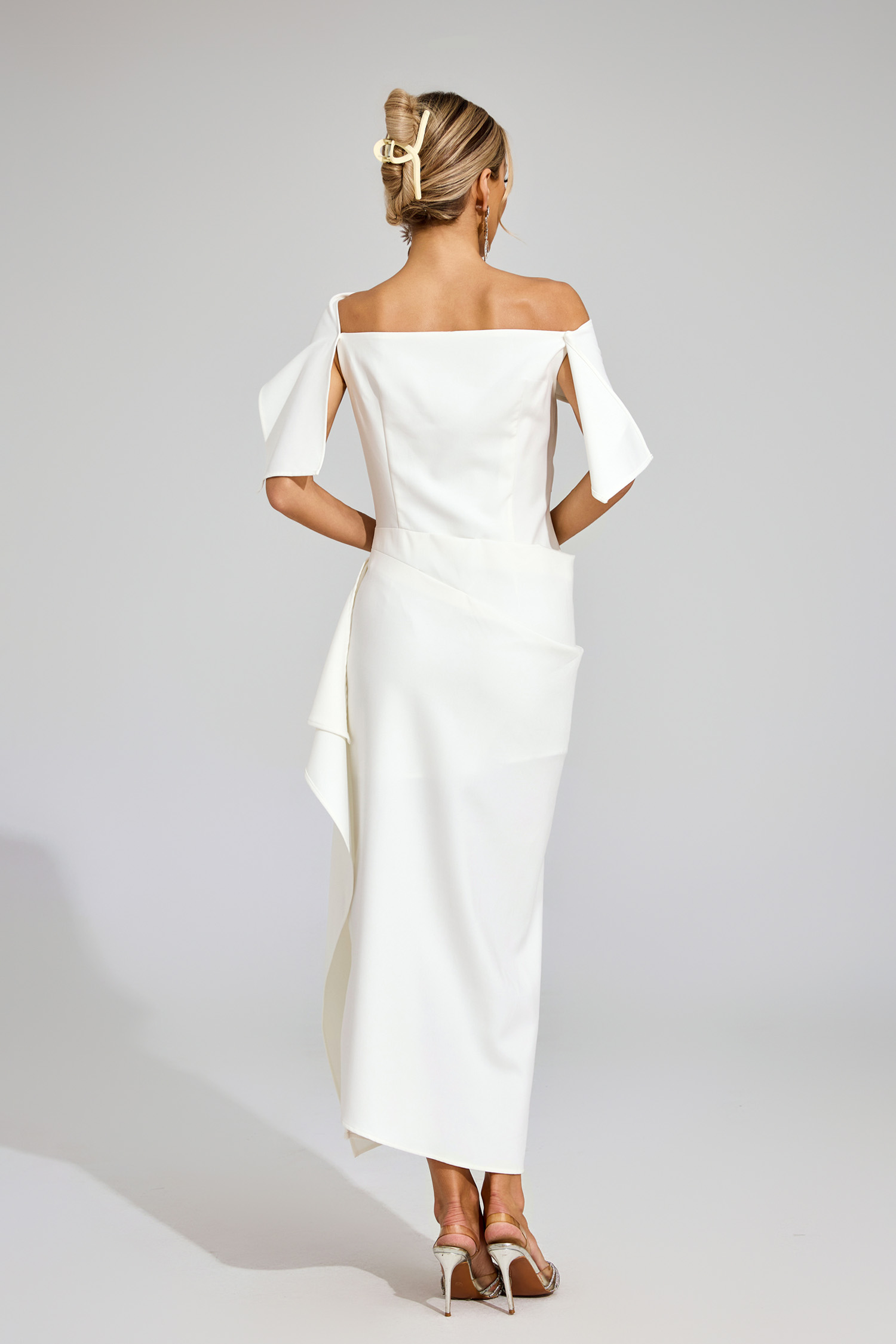 Eudora White Ruffle Off Shoulder Dress