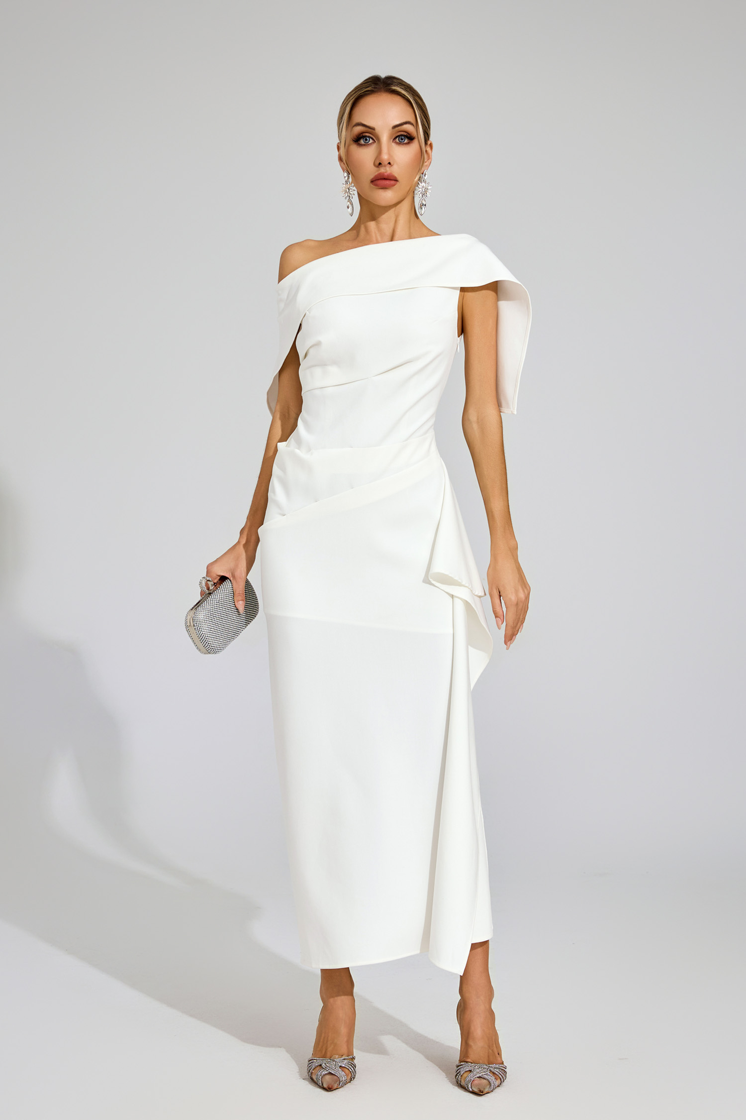 Eudora White Ruffle Off Shoulder Dress
