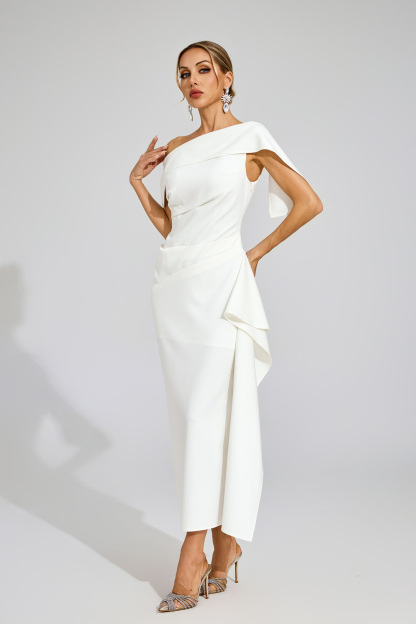 Eudora White Ruffle Off Shoulder Dress