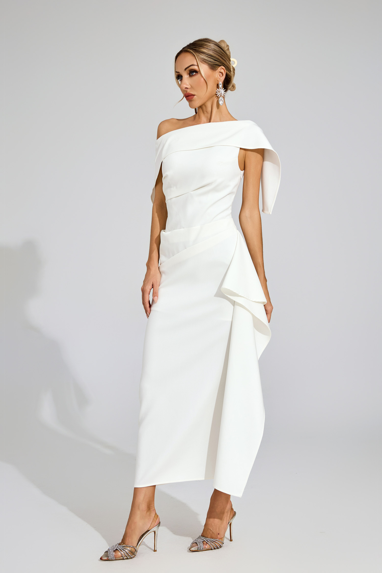 Eudora White Ruffle Off Shoulder Dress