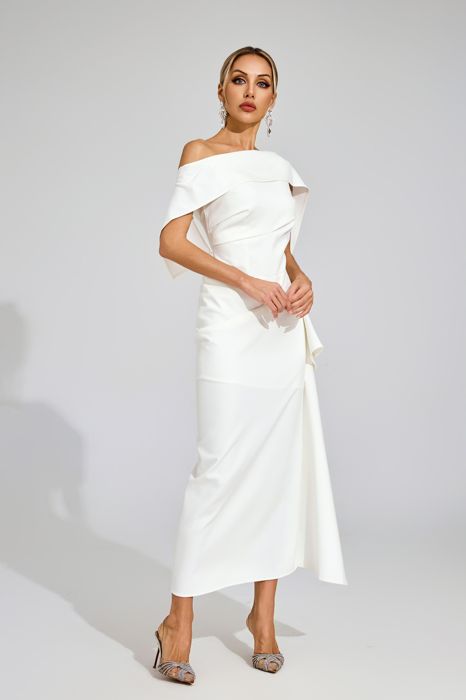 Eudora White Ruffle Off Shoulder Dress