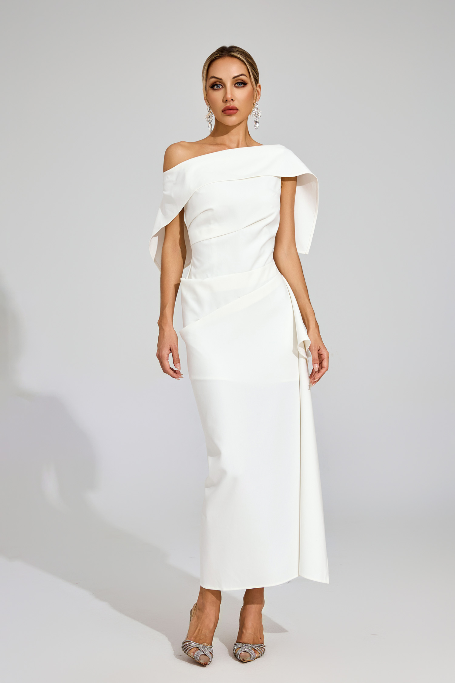 Eudora White Ruffle Off Shoulder Dress