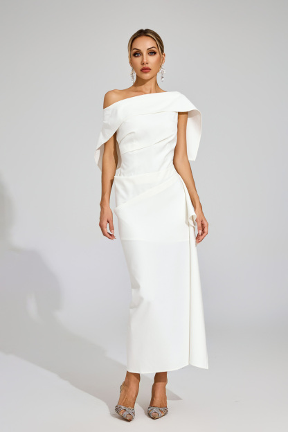 Eudora White Ruffle Off Shoulder Dress