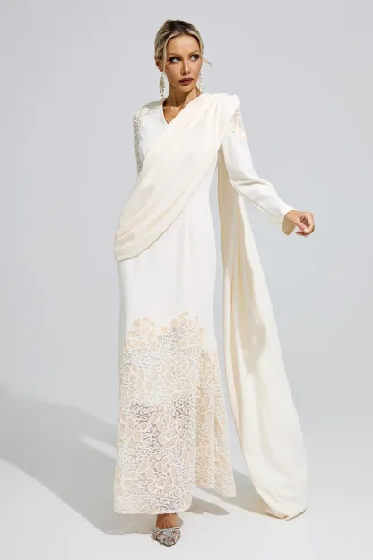 Anna Apricot Lace Maxi Dress