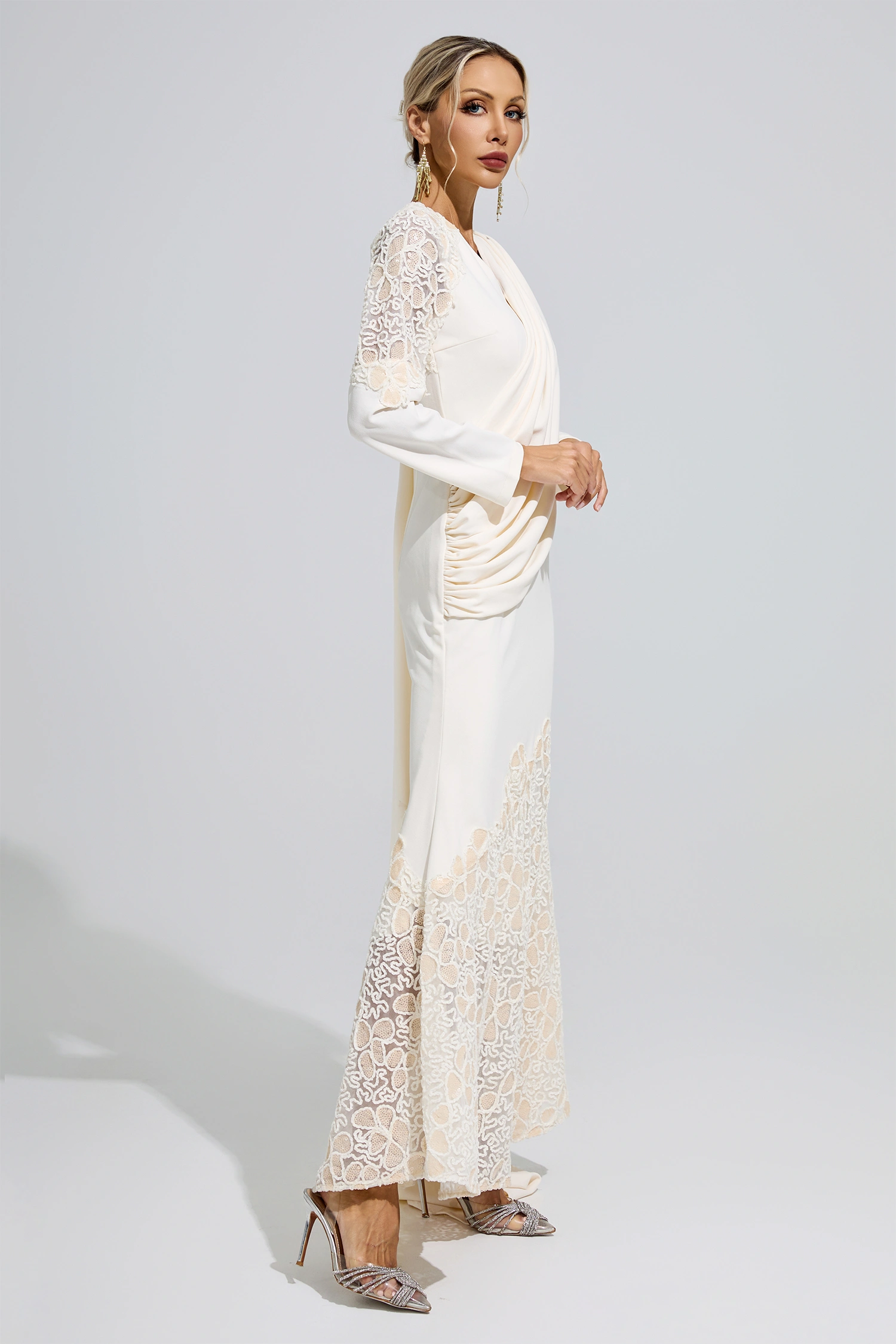 Anna Apricot Lace Maxi Dress