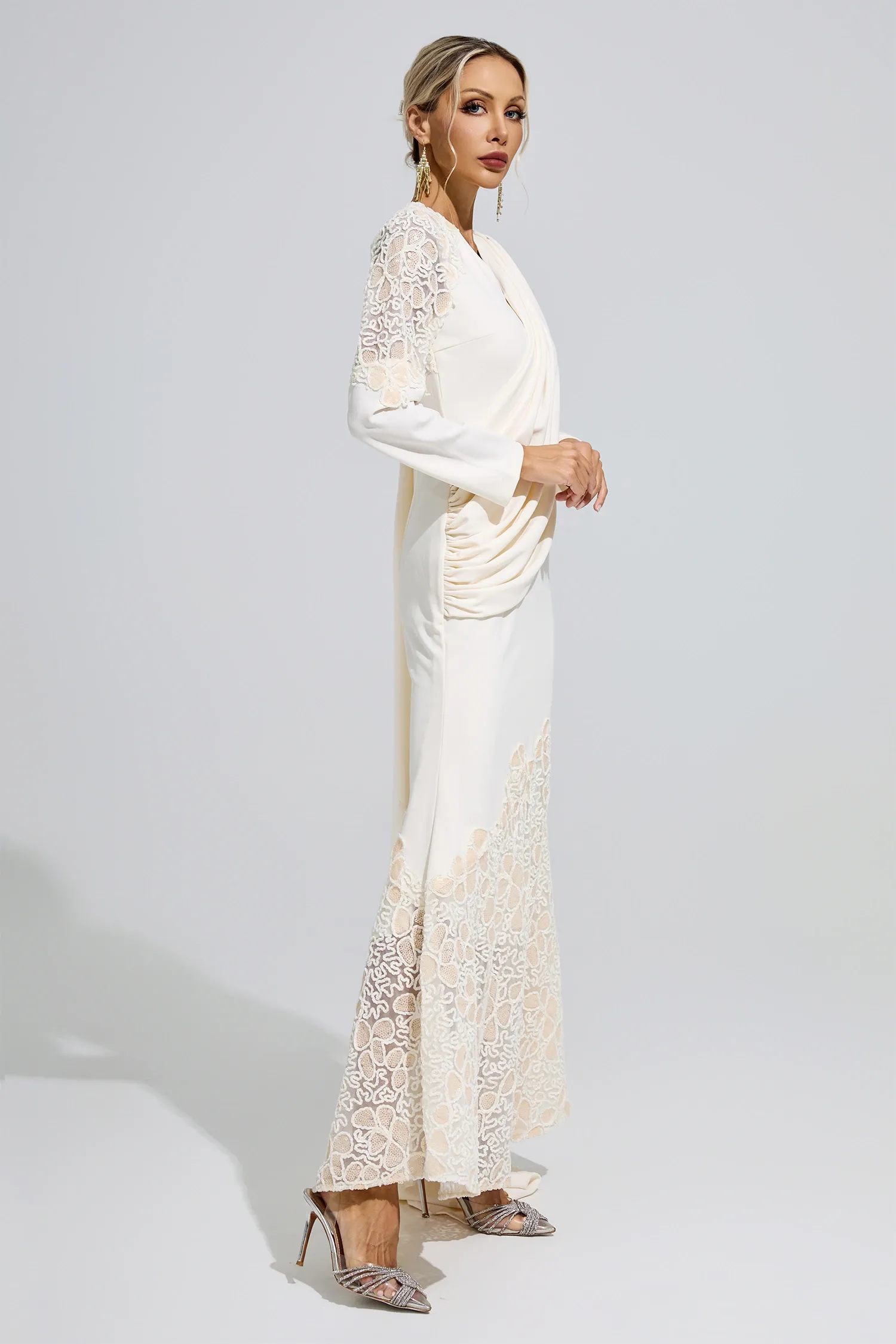Anna Apricot Lace Maxi Dress