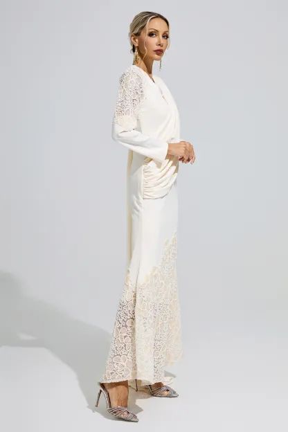 Anna Apricot Lace Maxi Dress
