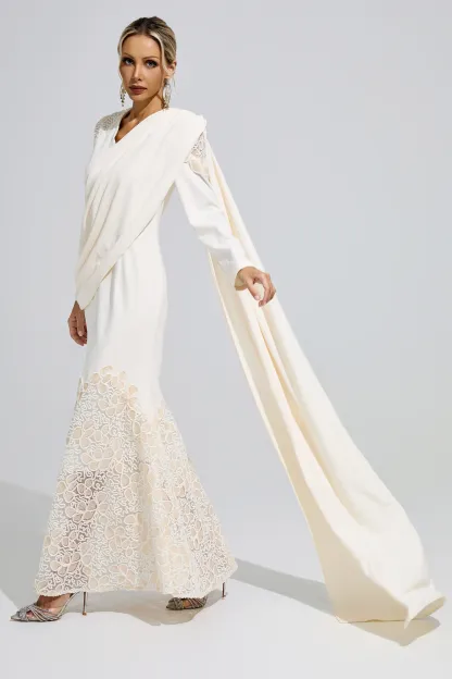 Anna Apricot Lace Maxi Dress