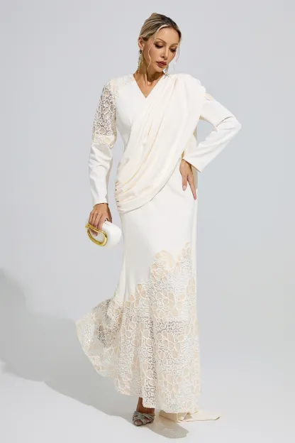 Anna Apricot Lace Maxi Dress