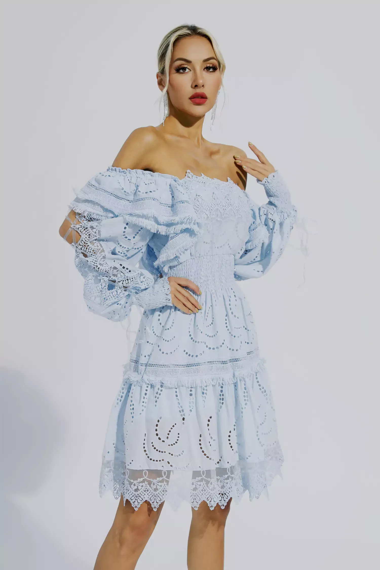 Trollpoe Blue High Waist Mini Dress