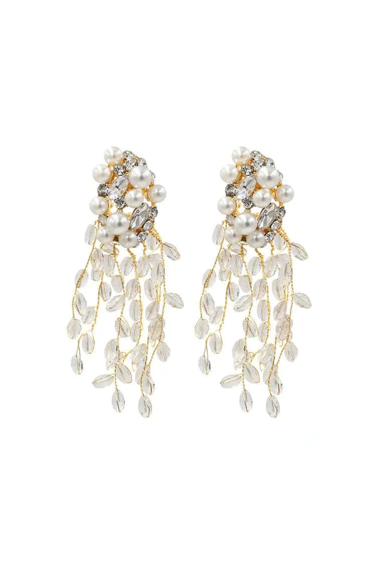 Gardenia Crystal Tassel Earrings