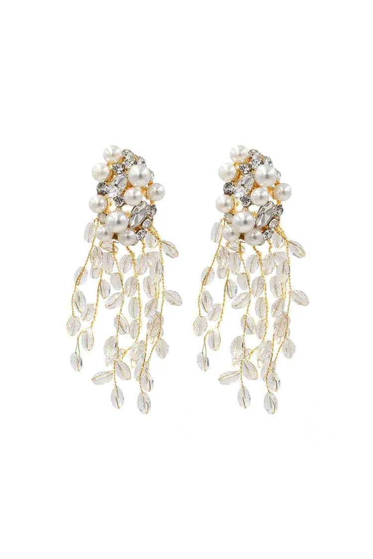 Gardenia Crystal Tassel Earrings