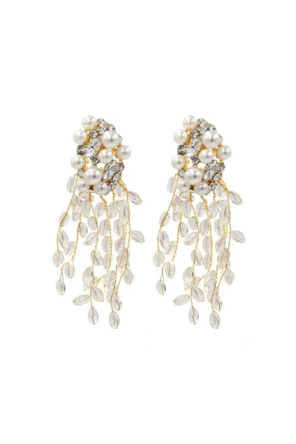 Gardenia Crystal Tassel Earrings