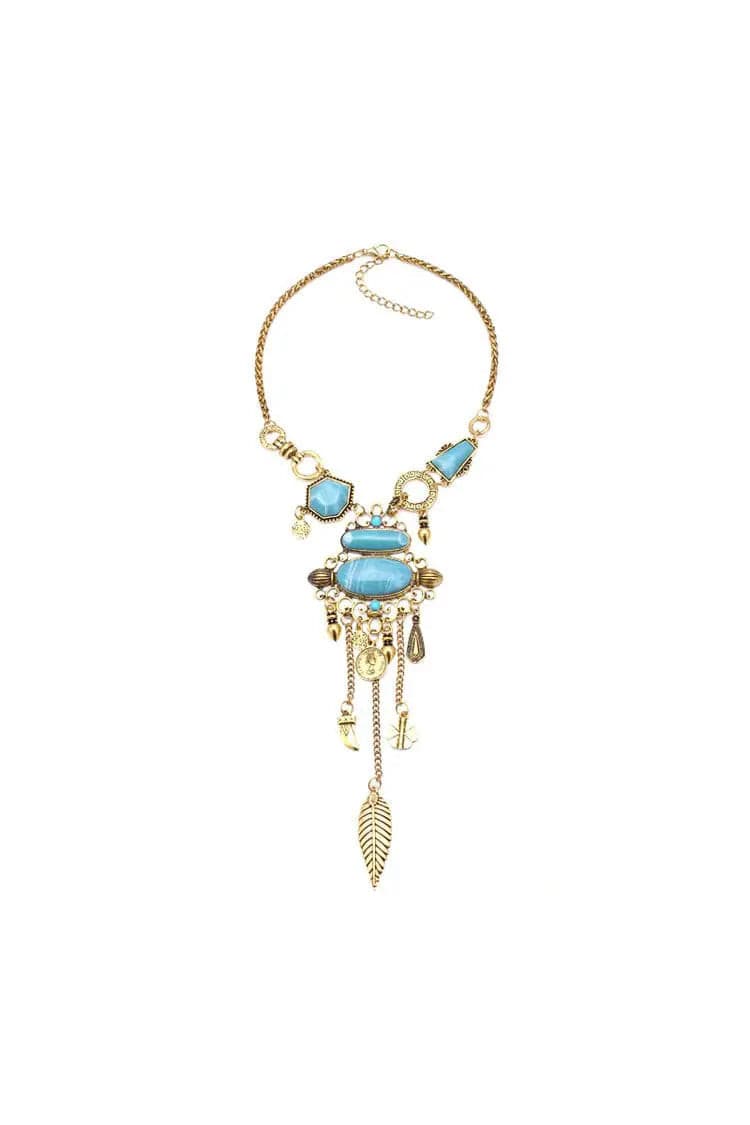 Beck Blue Gem Tassel Necklace