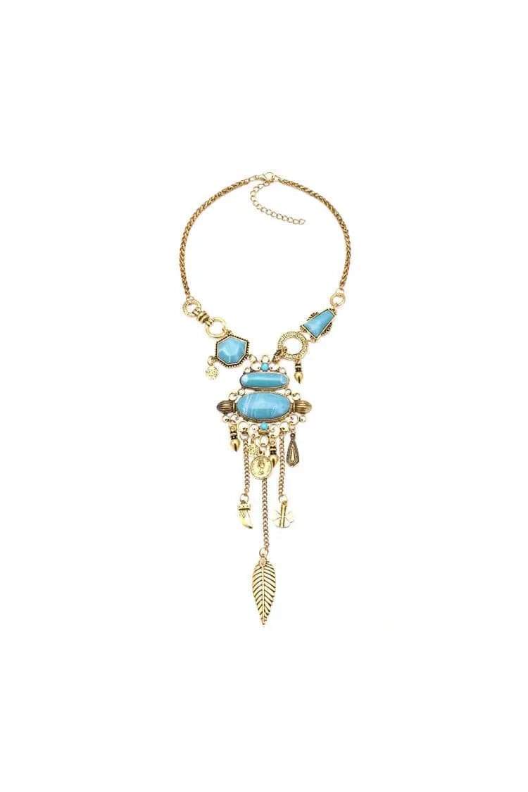Beck Blue Gem Tassel Necklace