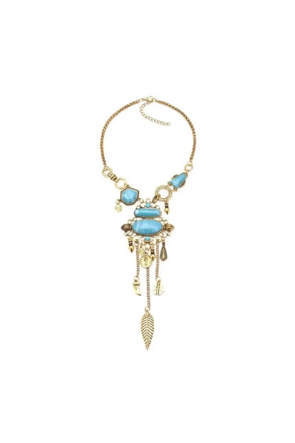Beck Blue Gem Tassel Necklace