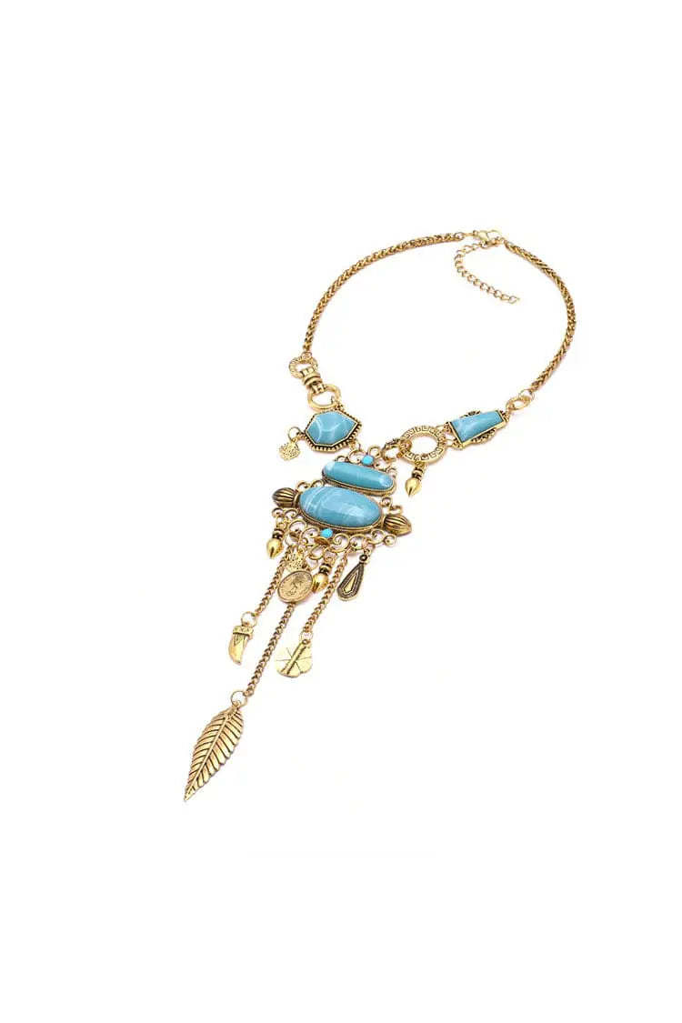 Beck Blue Gem Tassel Necklace