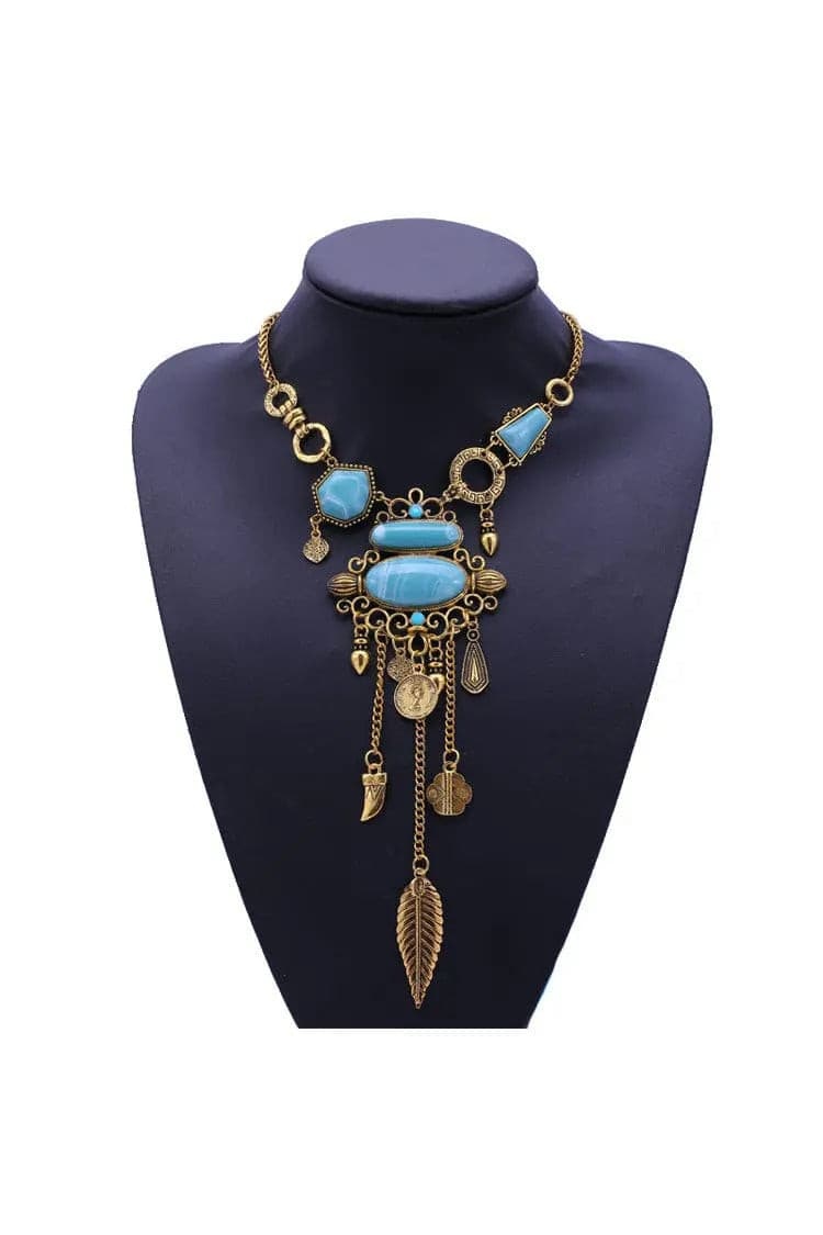 Beck Blue Gem Tassel Necklace