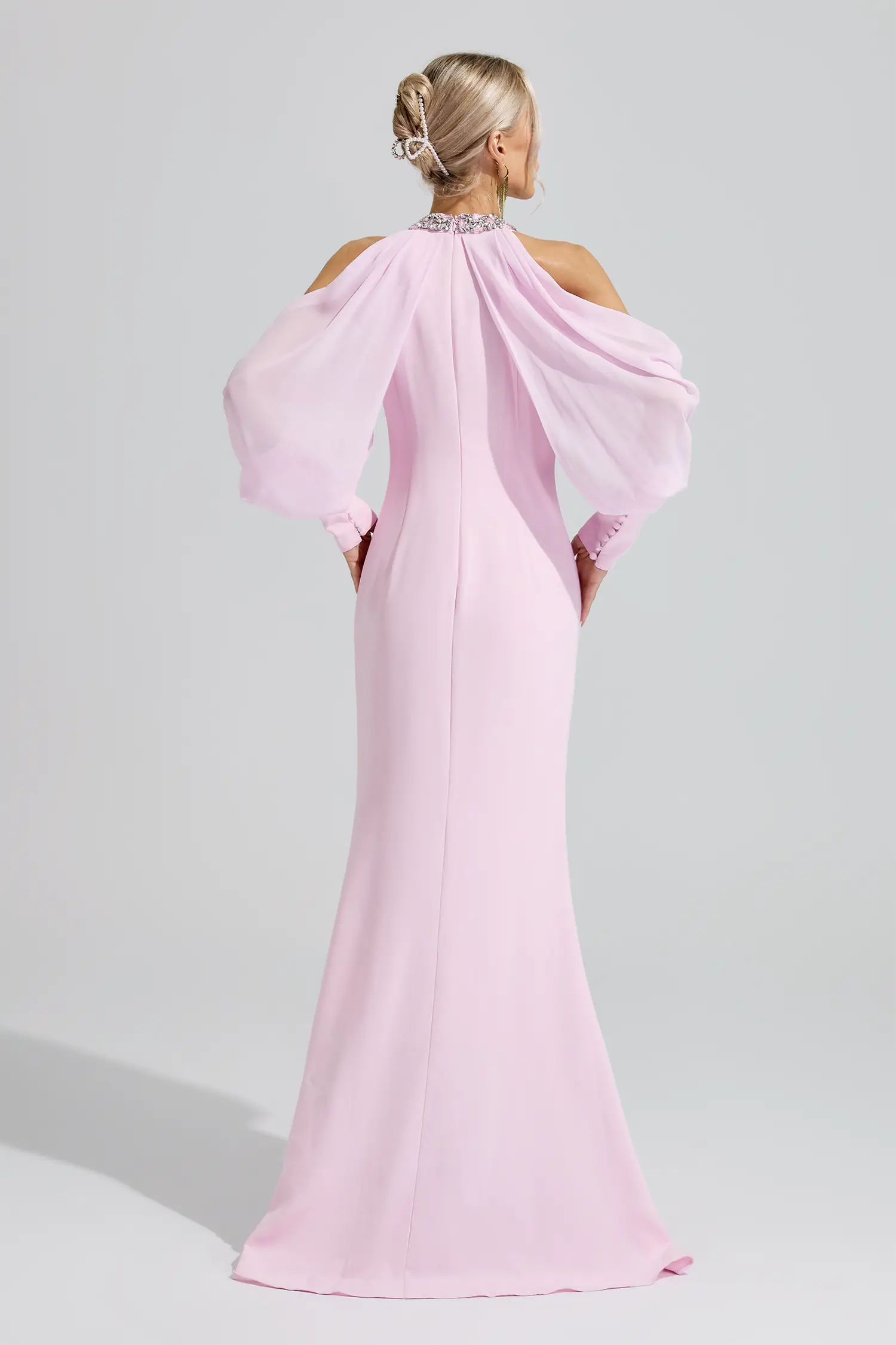 Izanami Pink Halter Neck Rhinestone Dress