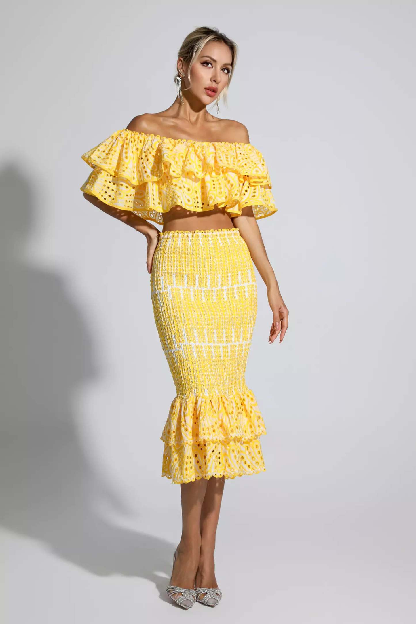 Wordsworth Yellow Cutout Ruffle Set