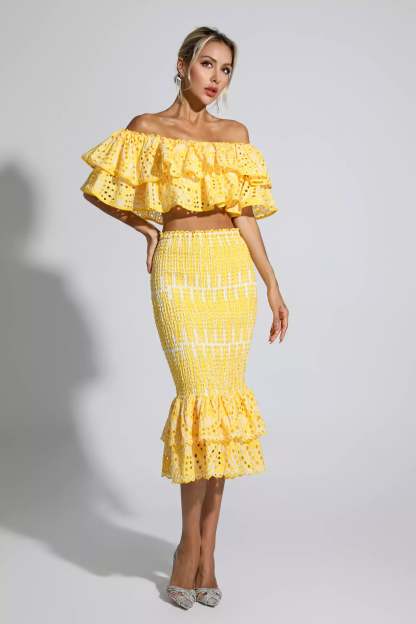 Wordsworth Yellow Cutout Ruffle Set
