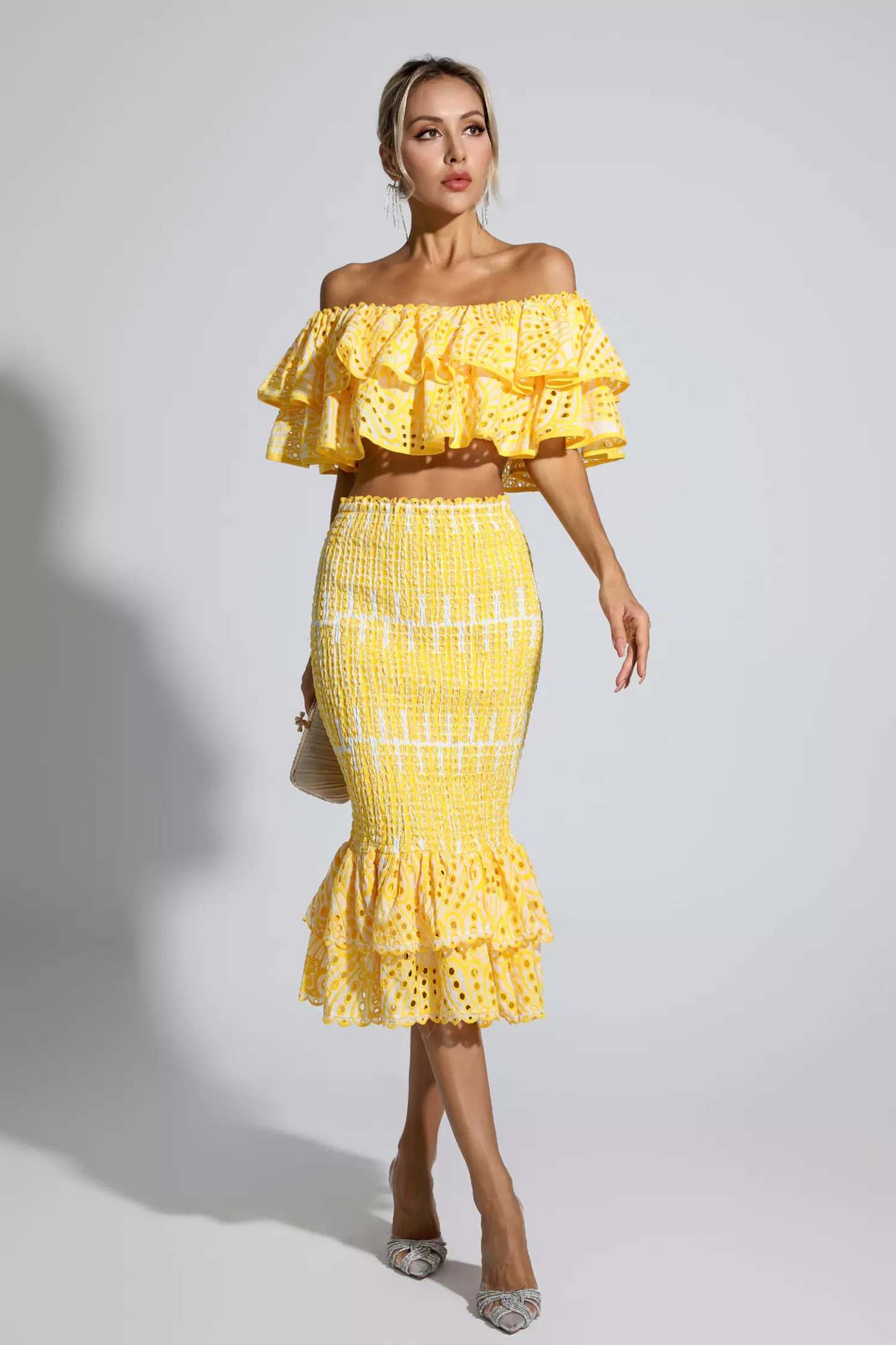 Wordsworth Yellow Cutout Ruffle Set