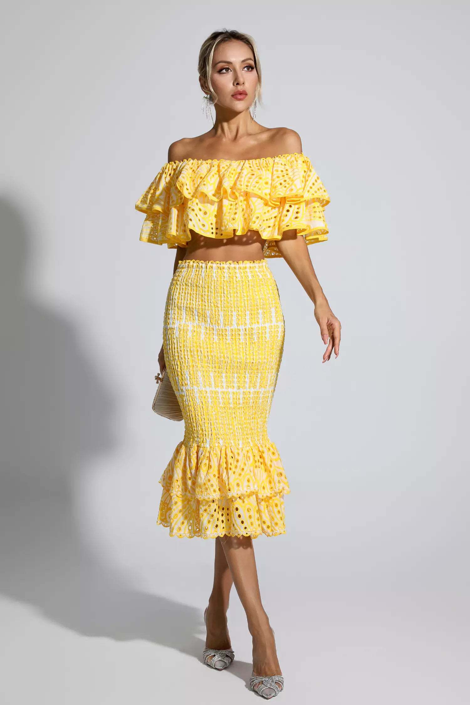 Wordsworth Yellow Cutout Ruffle Set