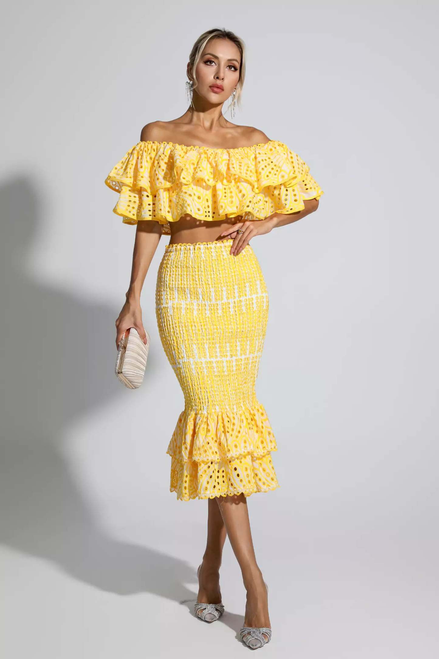 Wordsworth Yellow Cutout Ruffle Set