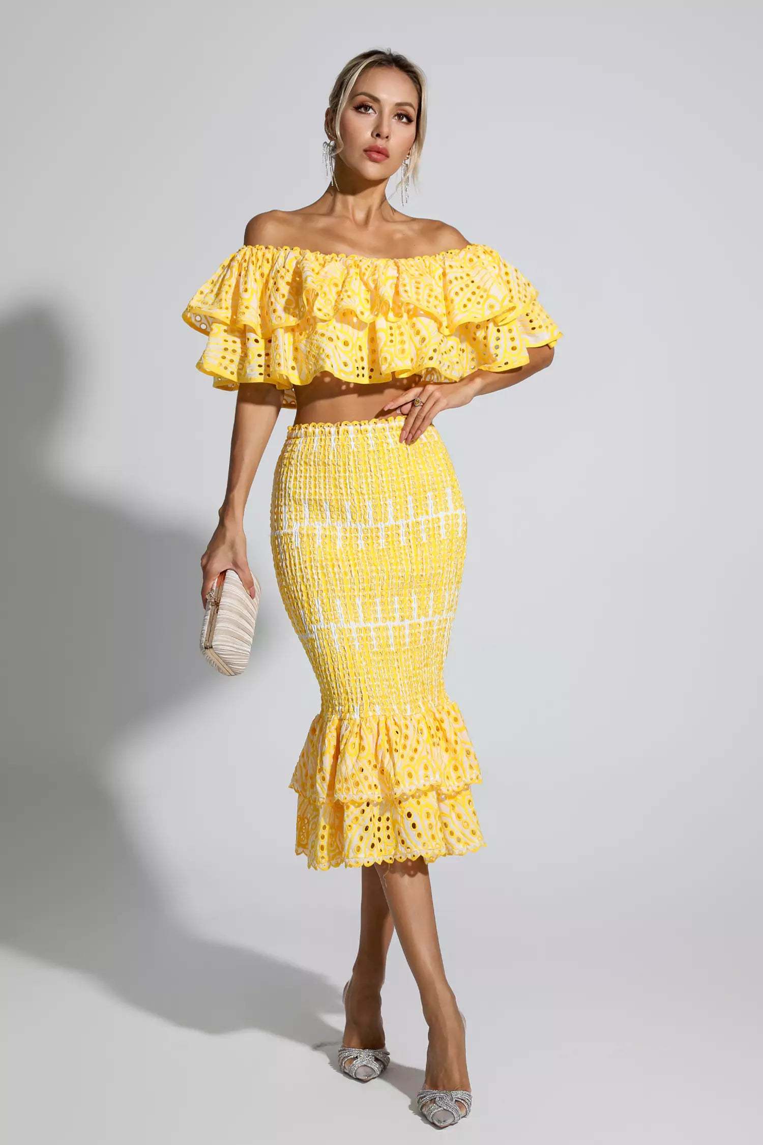 Wordsworth Yellow Cutout Ruffle Set