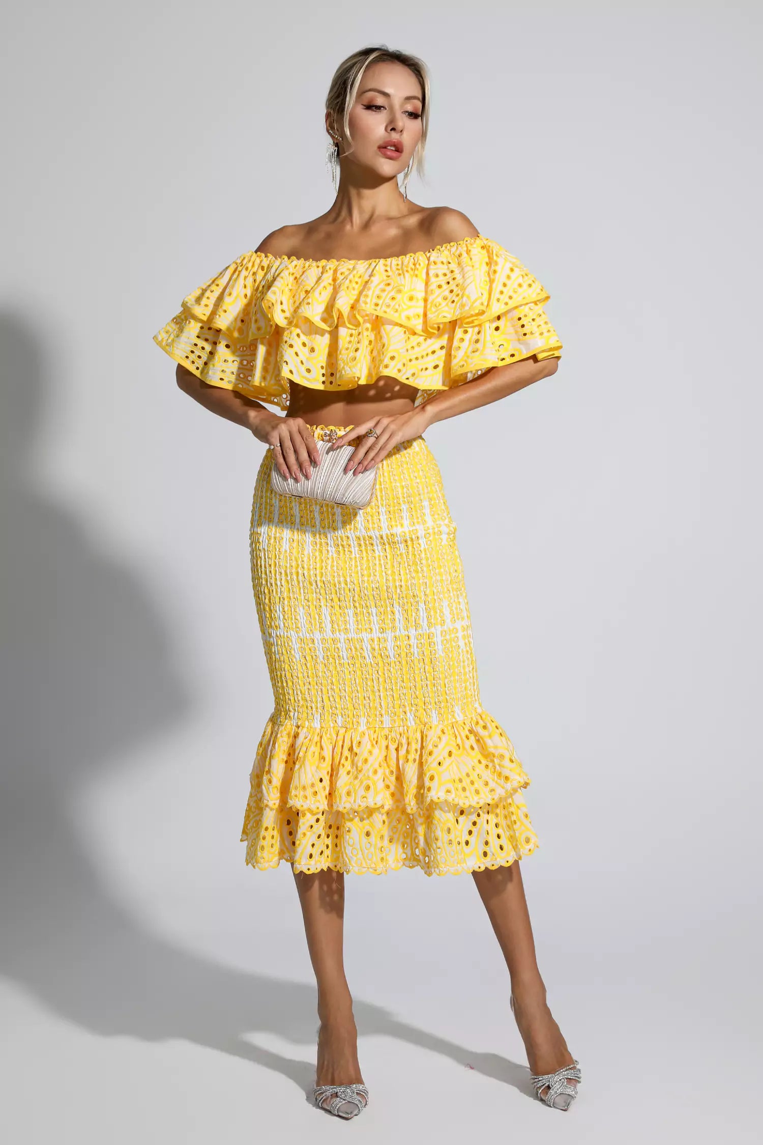 Wordsworth Yellow Cutout Ruffle Set