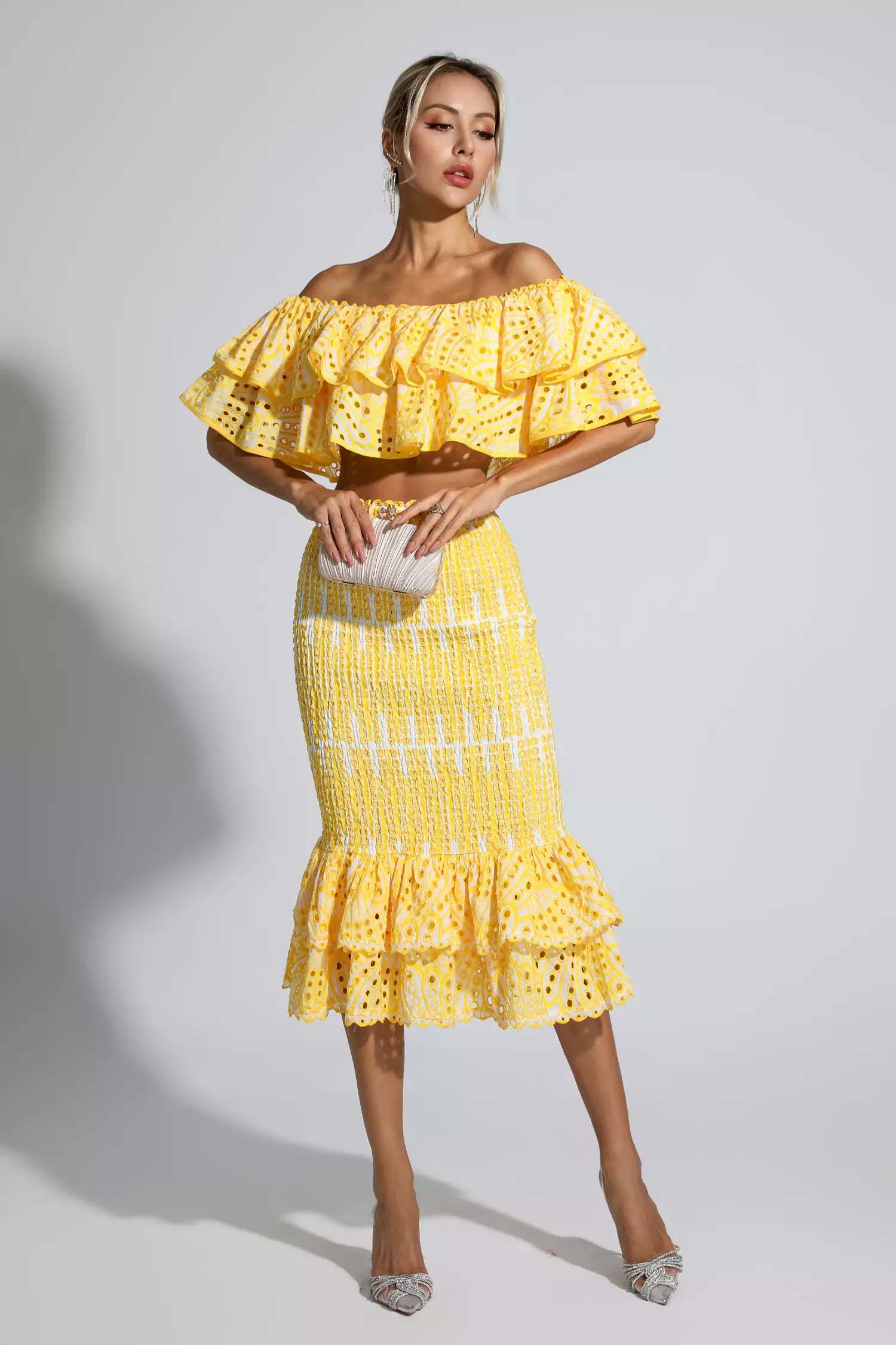 Wordsworth Yellow Cutout Ruffle Set