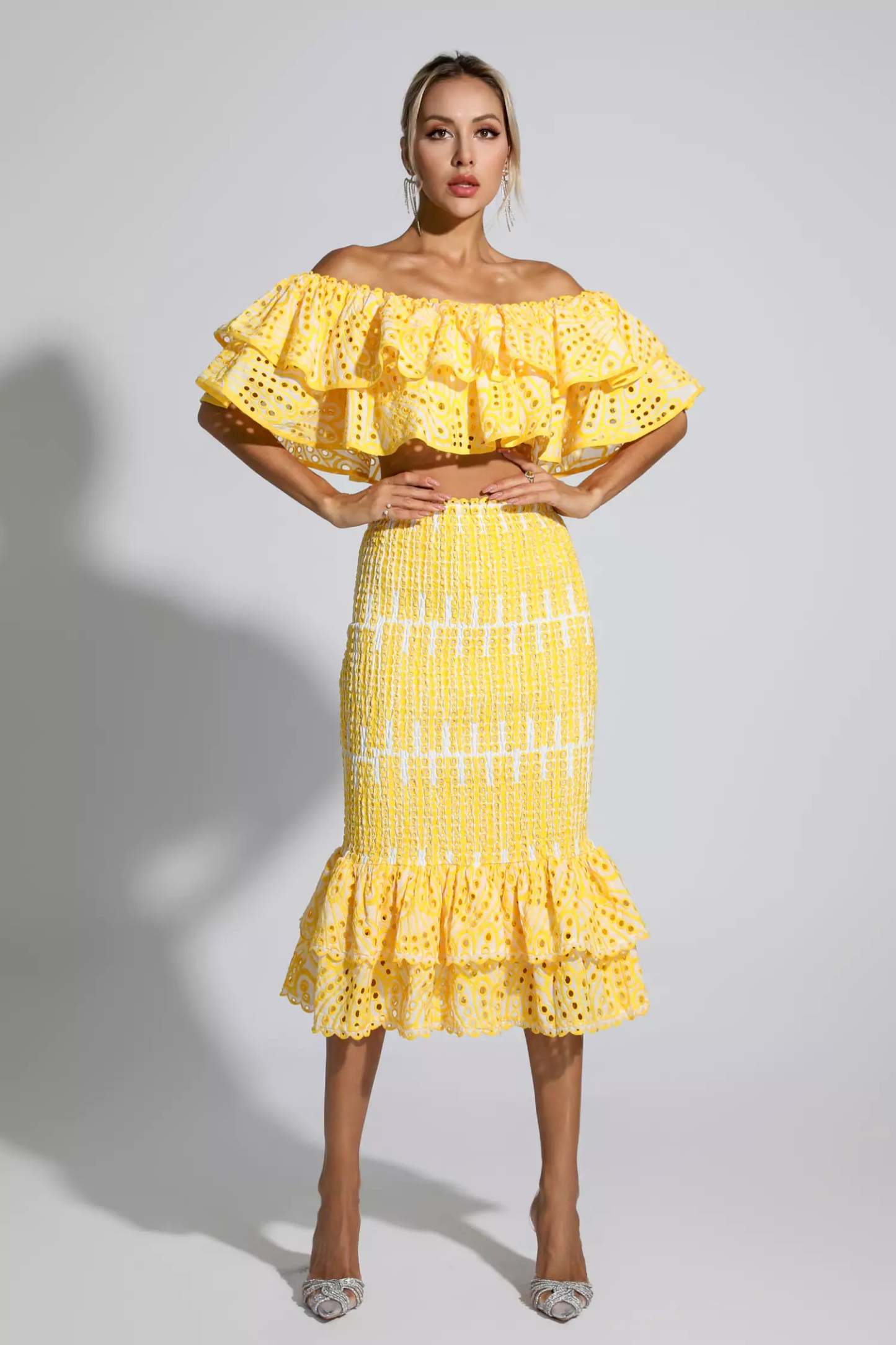 Wordsworth Yellow Cutout Ruffle Set