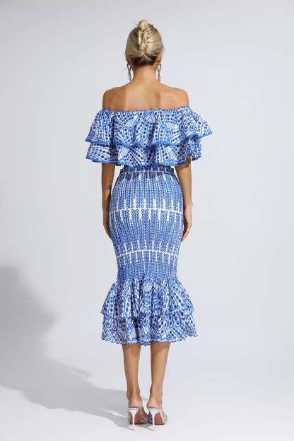 Wordsworth Blue Cutout Ruffle Set