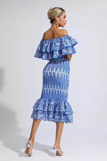 Wordsworth Blue Cutout Ruffle Set