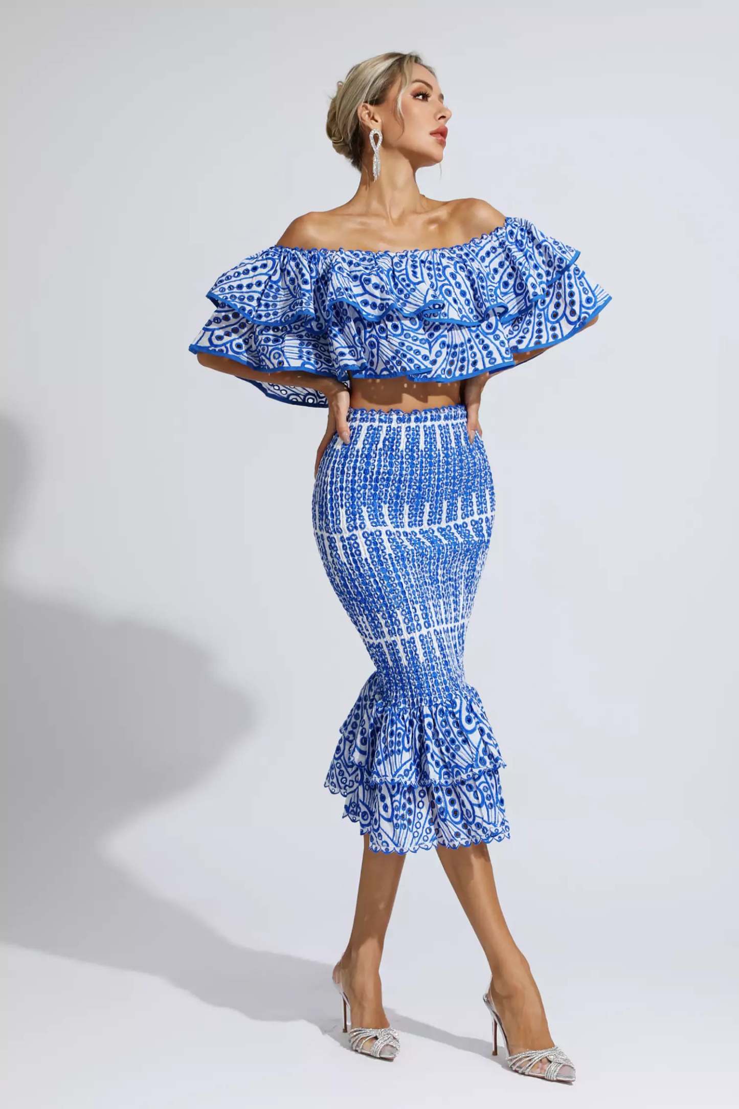 Wordsworth Blue Cutout Ruffle Set