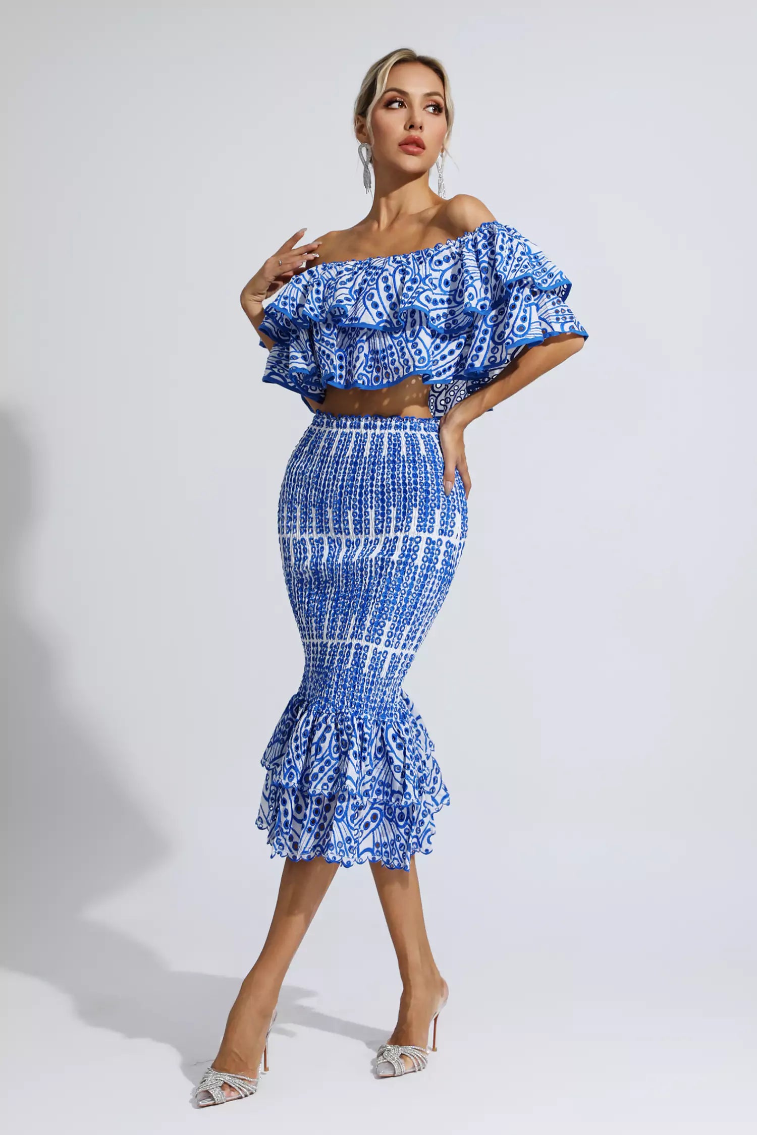 Wordsworth Blue Cutout Ruffle Set