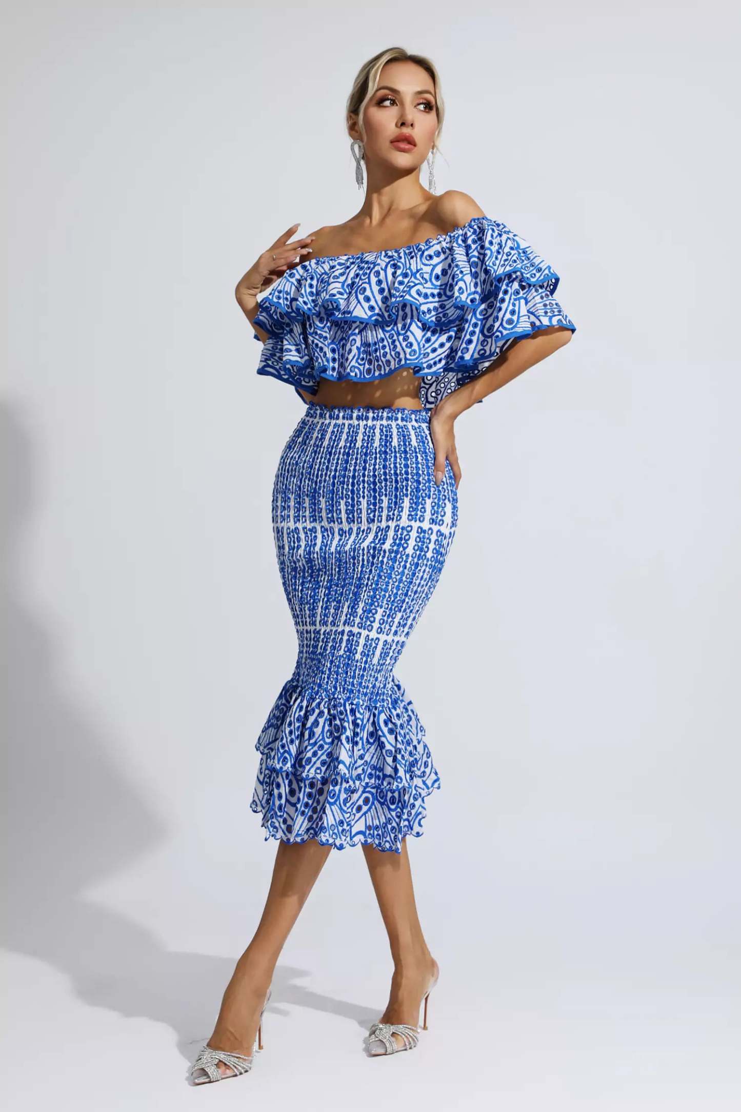 Wordsworth Blue Cutout Ruffle Set