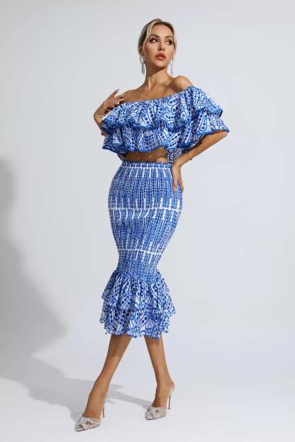 Wordsworth Blue Cutout Ruffle Set